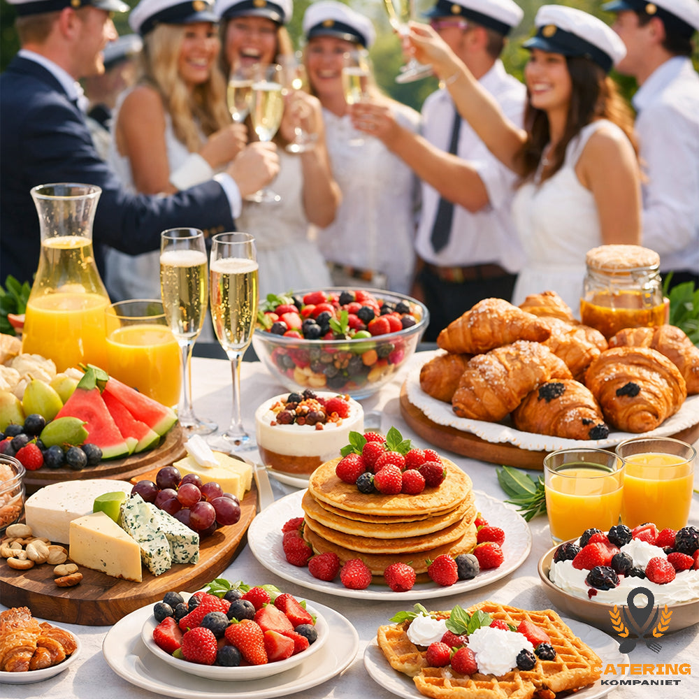 Champagnefrukost dukad för studenten